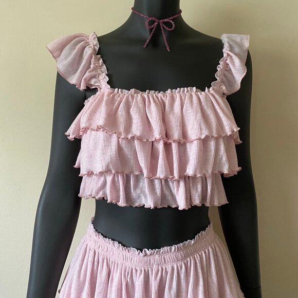 Pink Ruffled Women's Shorts - Picture 6 of 12